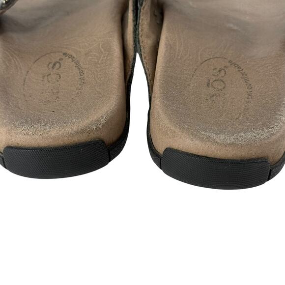 Taos Genie Black Metallic Embellished Toe Thong Sandals Womens Size 6 Comfort - Picture 7 of 11